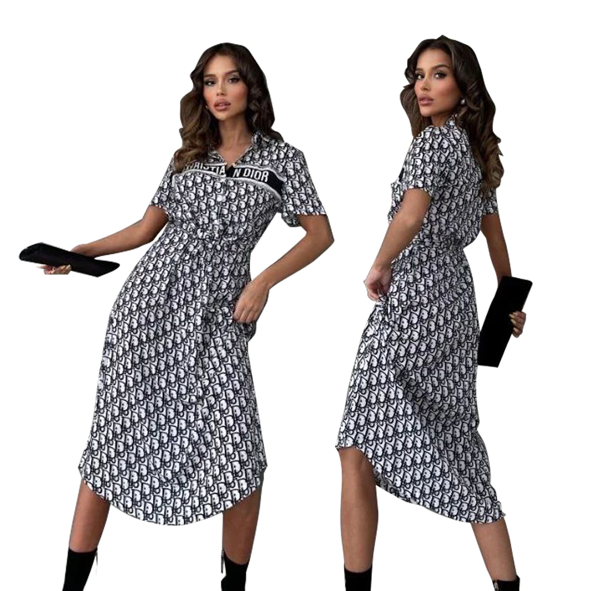 Summer Fashion Chic Elegant Short-Sleeve Casual Shirt Dress