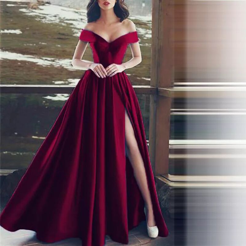 Ladies Off Shoulder French Elegance Formal Party Evening Dress 4