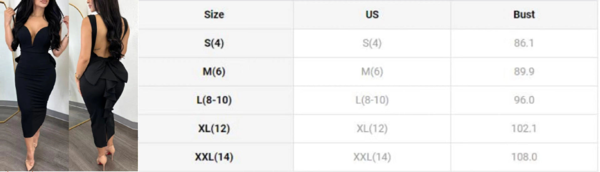 Chic Elegant Solid Color Low Back Deep V High Waist Bow Elastic Slit Bodycon Dress 10