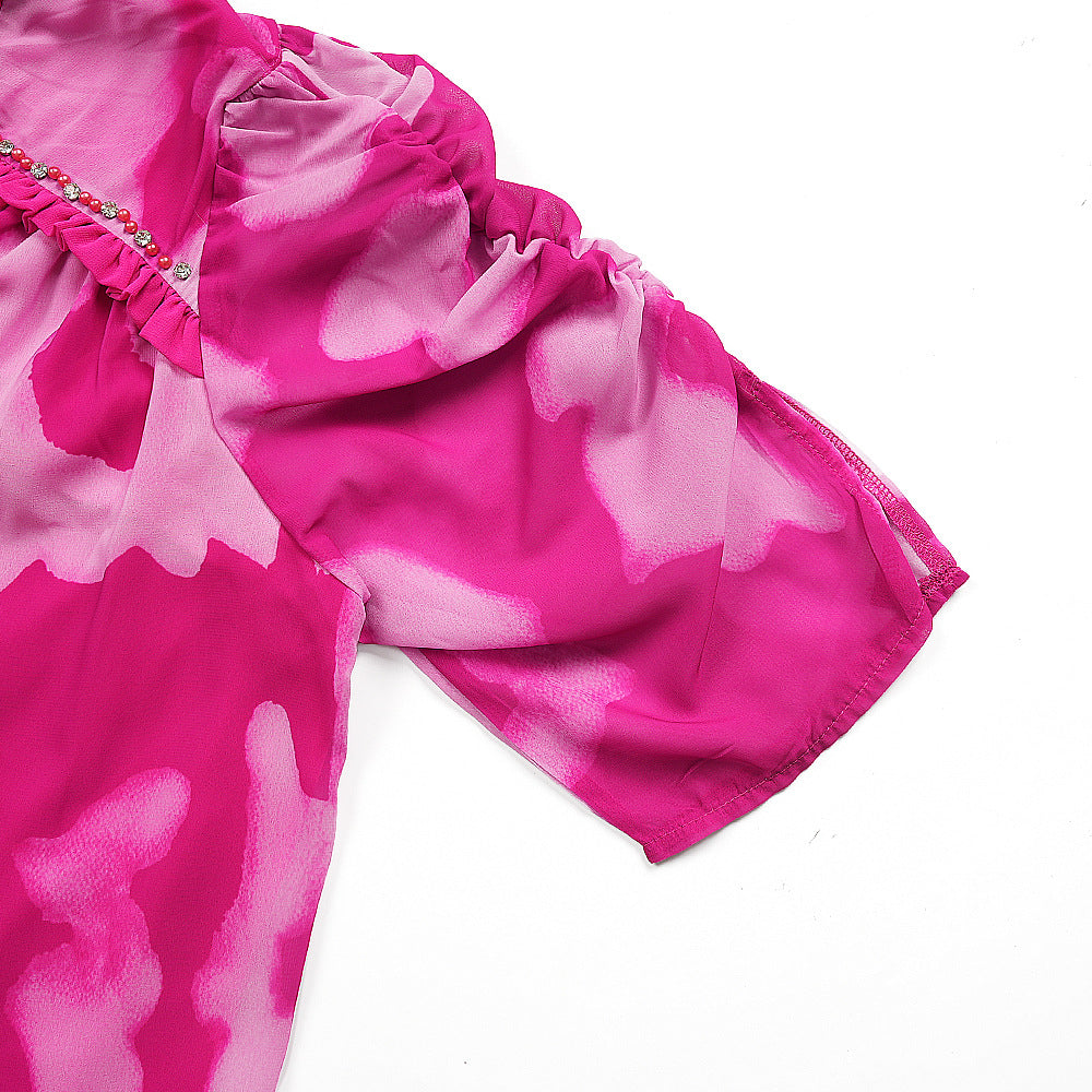 Plus Size African Women Chiffon Print Dress 19