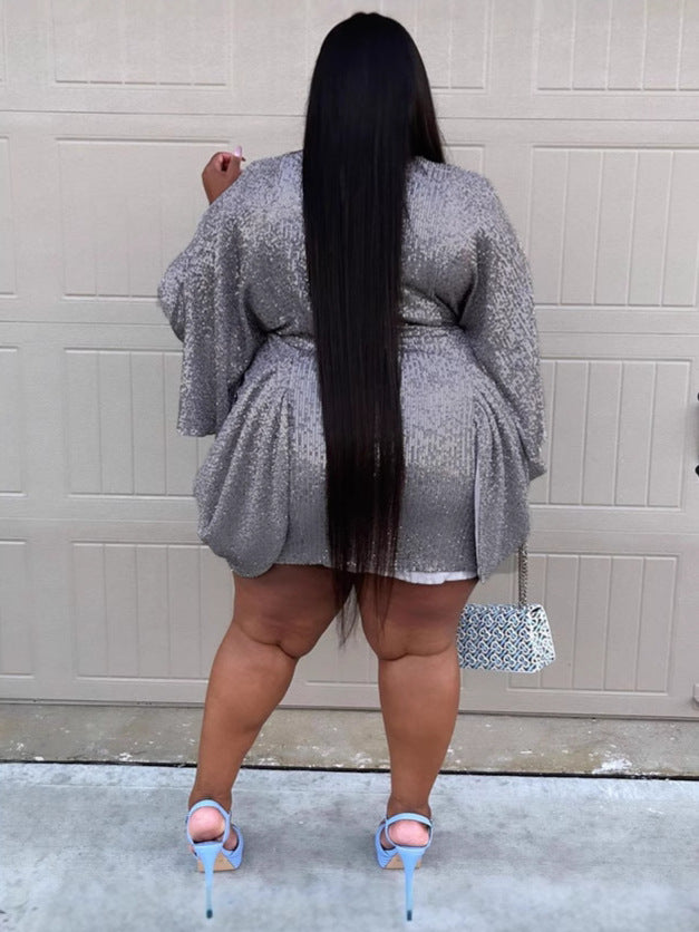 Plus Size Women V-neck dress 4