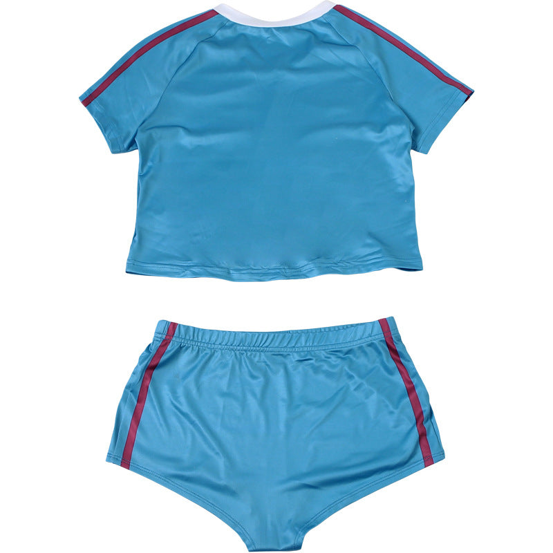 Spring Women's Slim Fit Sexy Crop Top Sports Shorts Two Piece Set 7