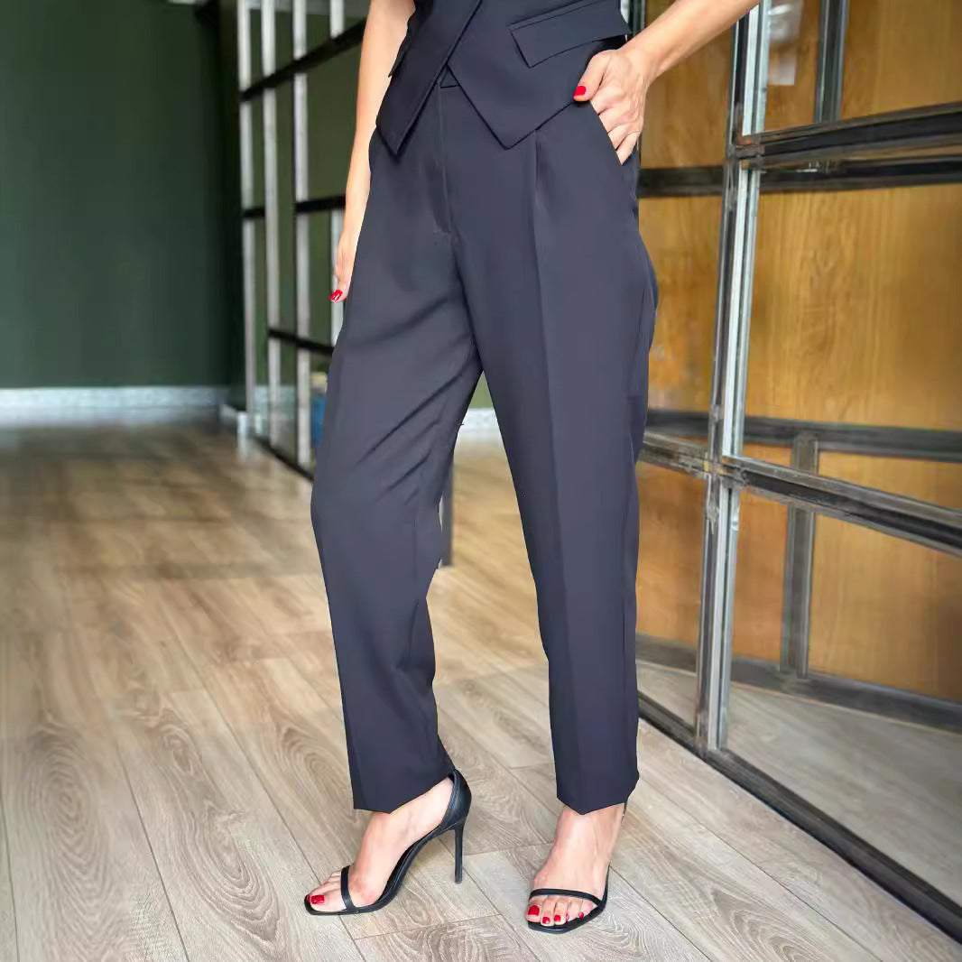 Women Casual Pocket Sleeveless Top And Pants Two-piece Set 10