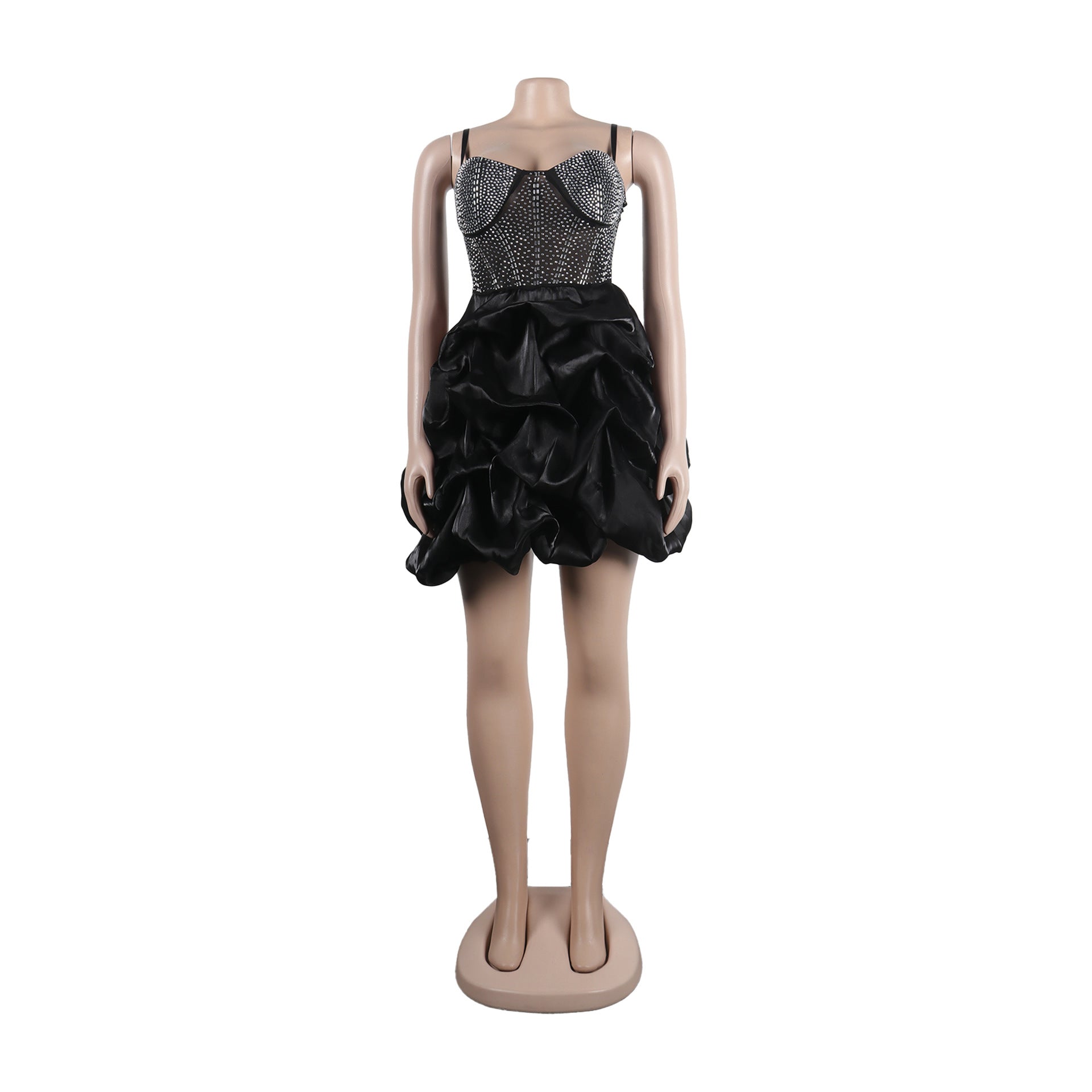 Women Sexy Beaded Stretch Camisole Cascading Ruffles Dress Tutu 54