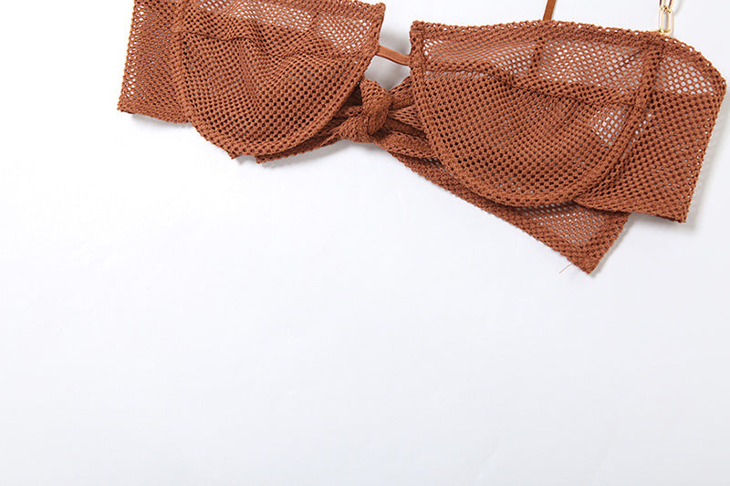 Summer Sexy See-Through Lace-Up Bra Low Waist Slim Skirt Two Piece Set 15