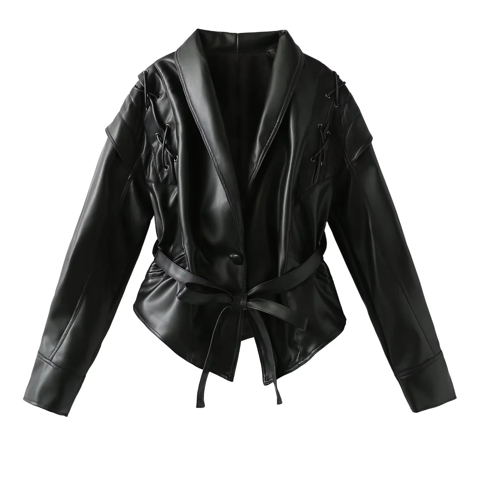 Women's American Retro Casual Faux Leather Jacket 3