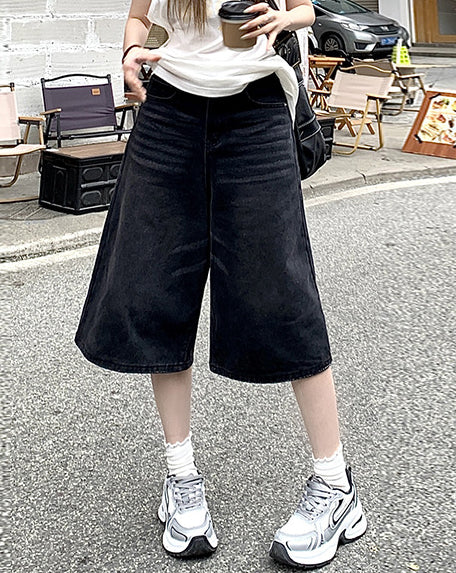 Women Loose Denim Wide Leg Shorts 5