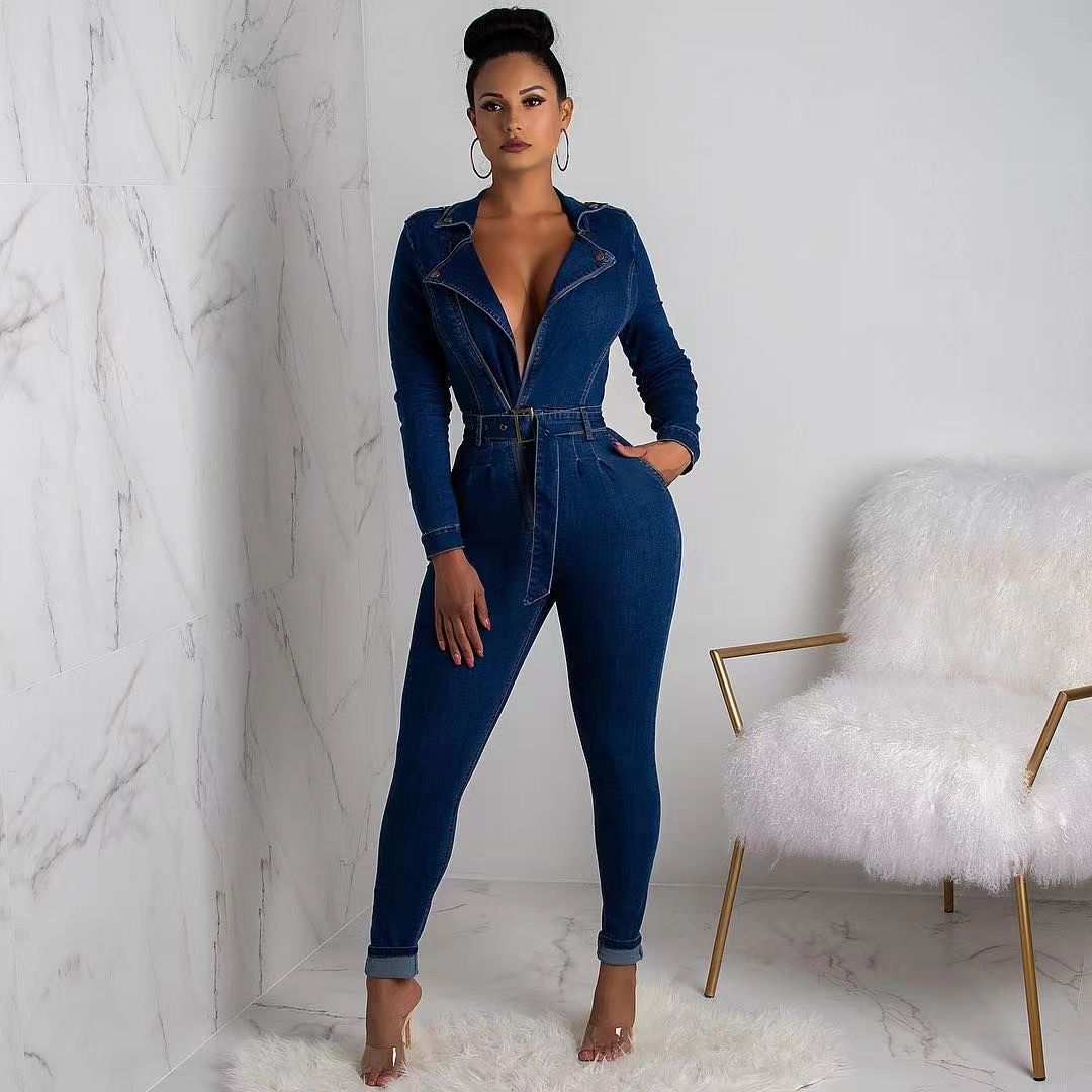 African Women Sexy Denim Jumpsuit 3