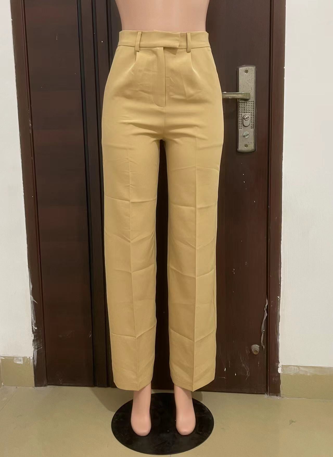 Women's Spring Autumn Winter High Waist Straight Wide Leg Casual Pants 13