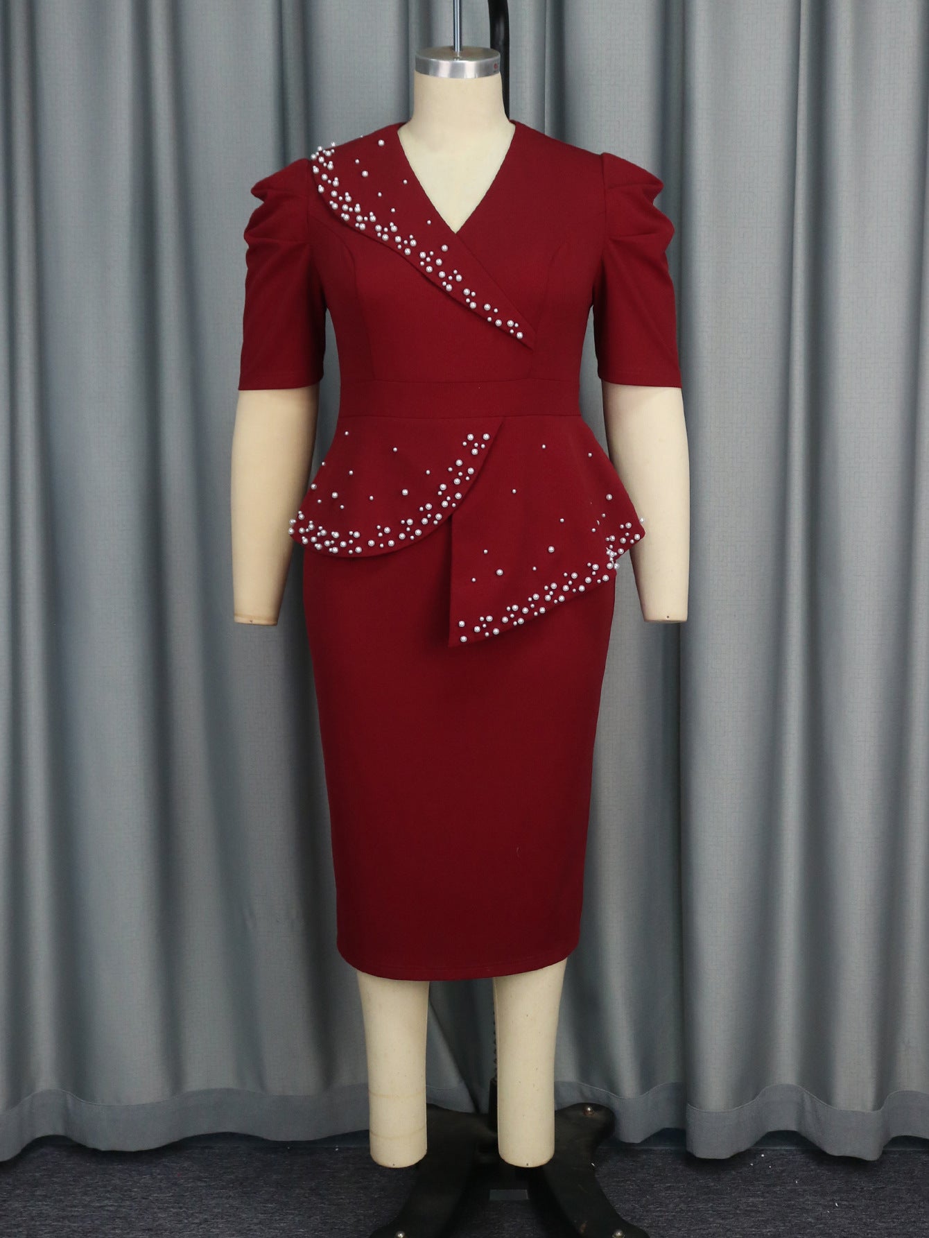 Women Beaded Ruffle Party Bodycon Dresses 5