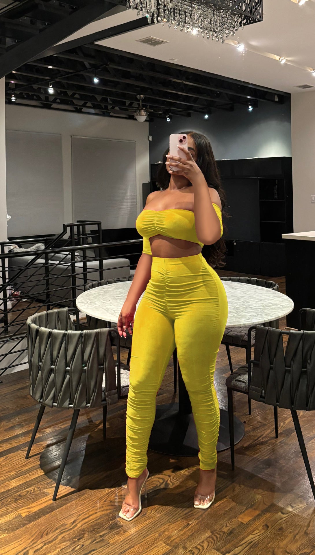 Women Sexy Backless Strapless Solid Top and Pants Two Piece Set 4