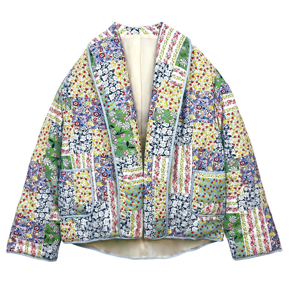 Autumn And Winter Turndown Collar Fashionable Printed Cotton-Padded Jacket 13