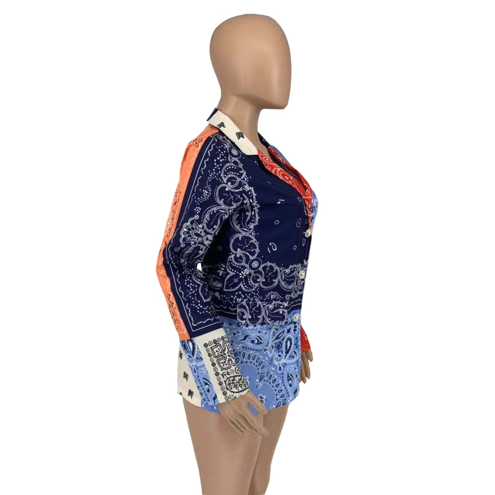 Women Casual Autumn and Winter Paisley Print Blazer 11