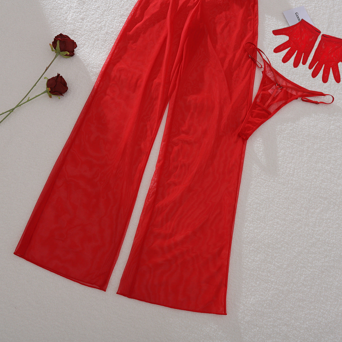 Women casual mesh trousers with bodycon and gloves 10