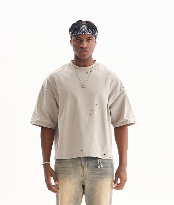 American Street Style Retro Youth Solid Color Men's Short-Sleeved T-Shirt