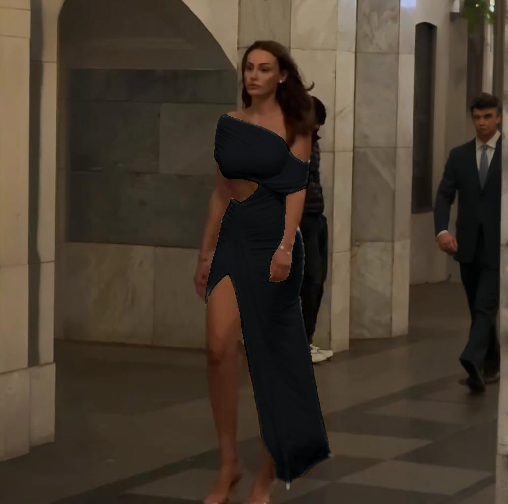 Summer Women Slash Shoulder Hollow Solid Color Sexy Slim Dress 3