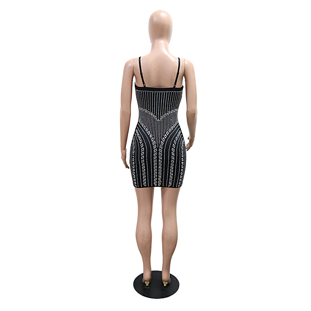 Sexy Fashion Strap Beaded Bodycon Party Dress 7
