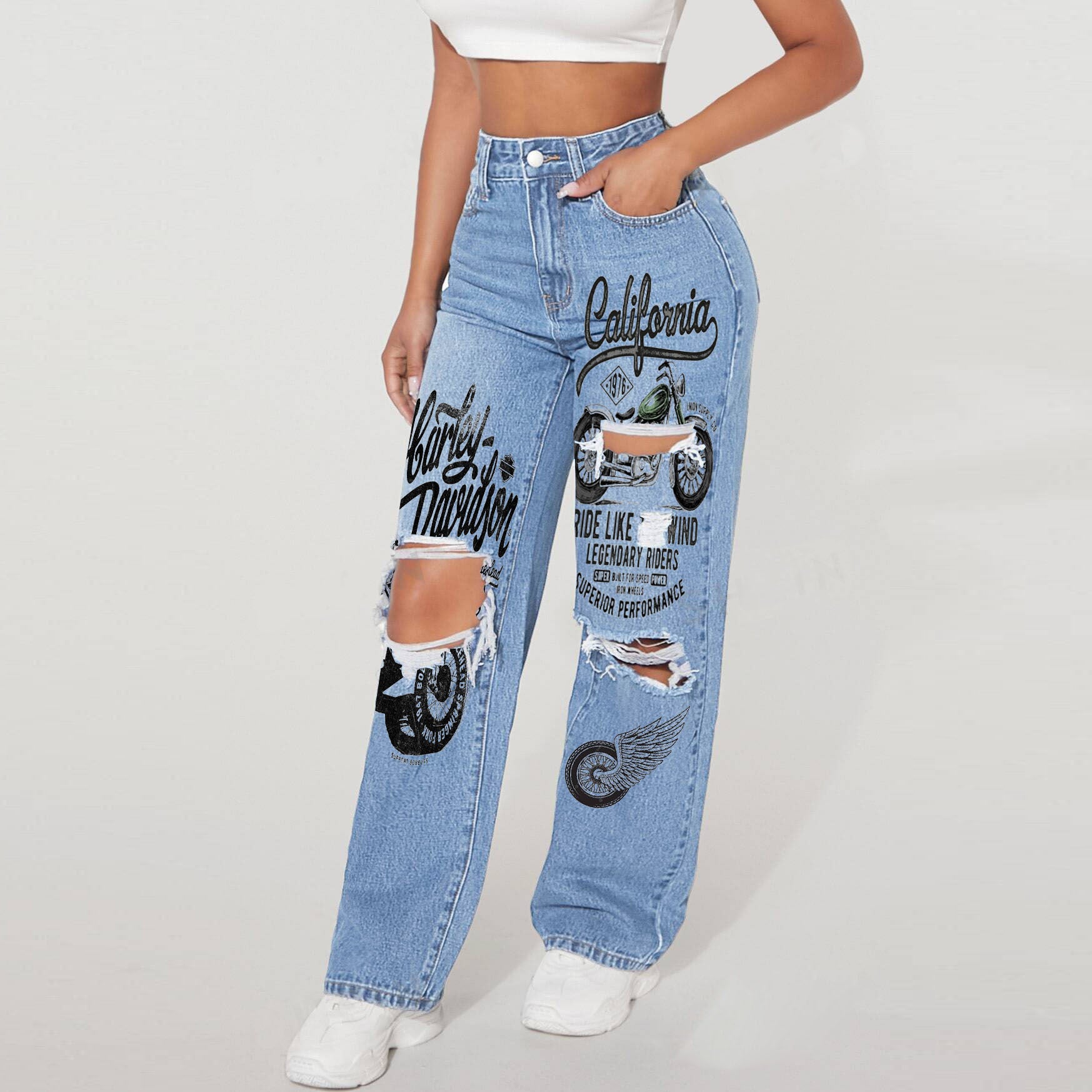 Women Casual Denim Pants Jeans 7