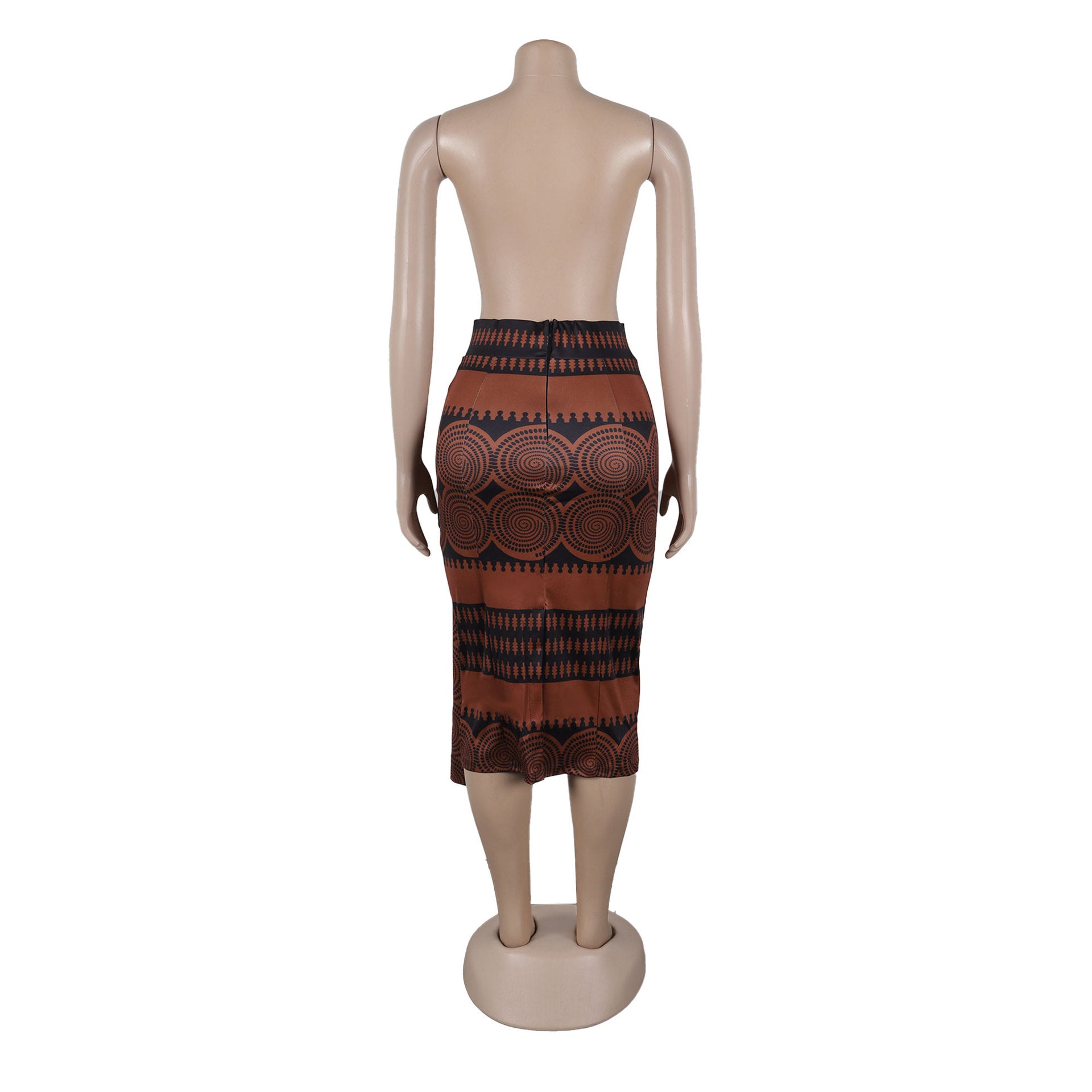 Women Printed Elastic Slit Bodycon Dress 13