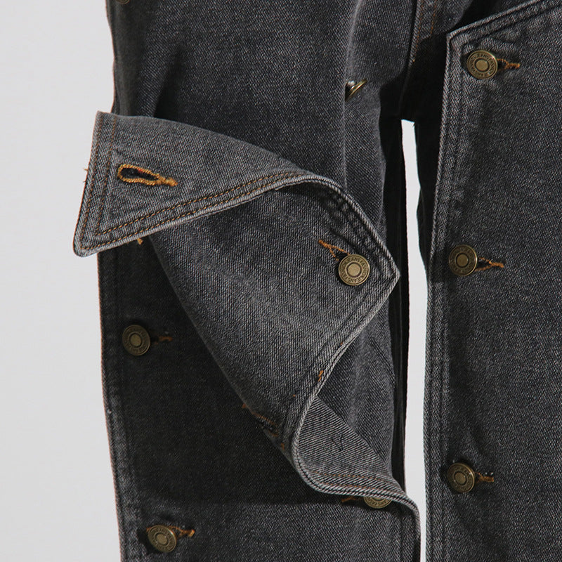 Autumn Street Trend Button Irregular Denim Pants High Waist Slim Fit Jeans 15