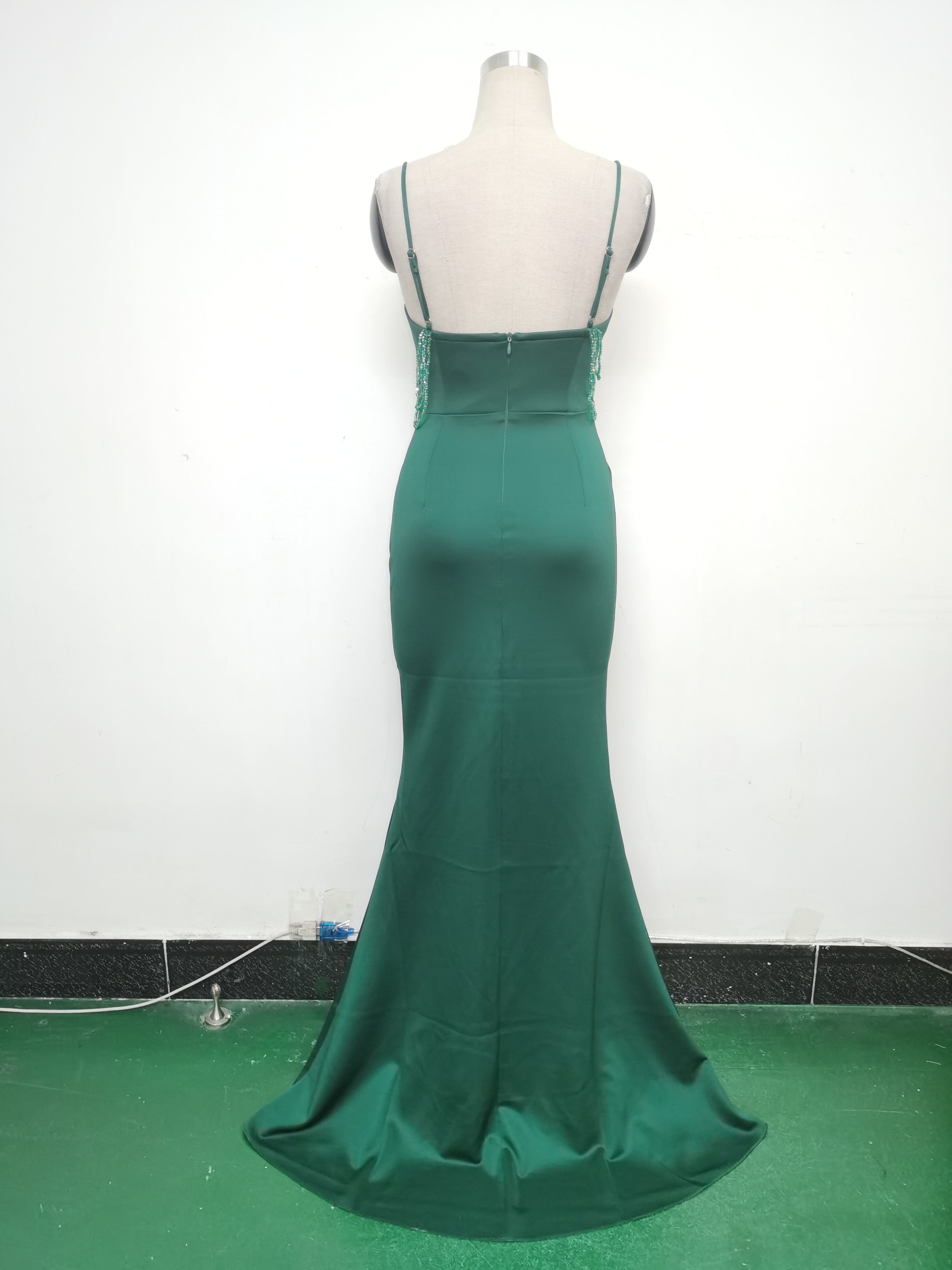 Women Beaded Sexy Suspender Evening Dress 14