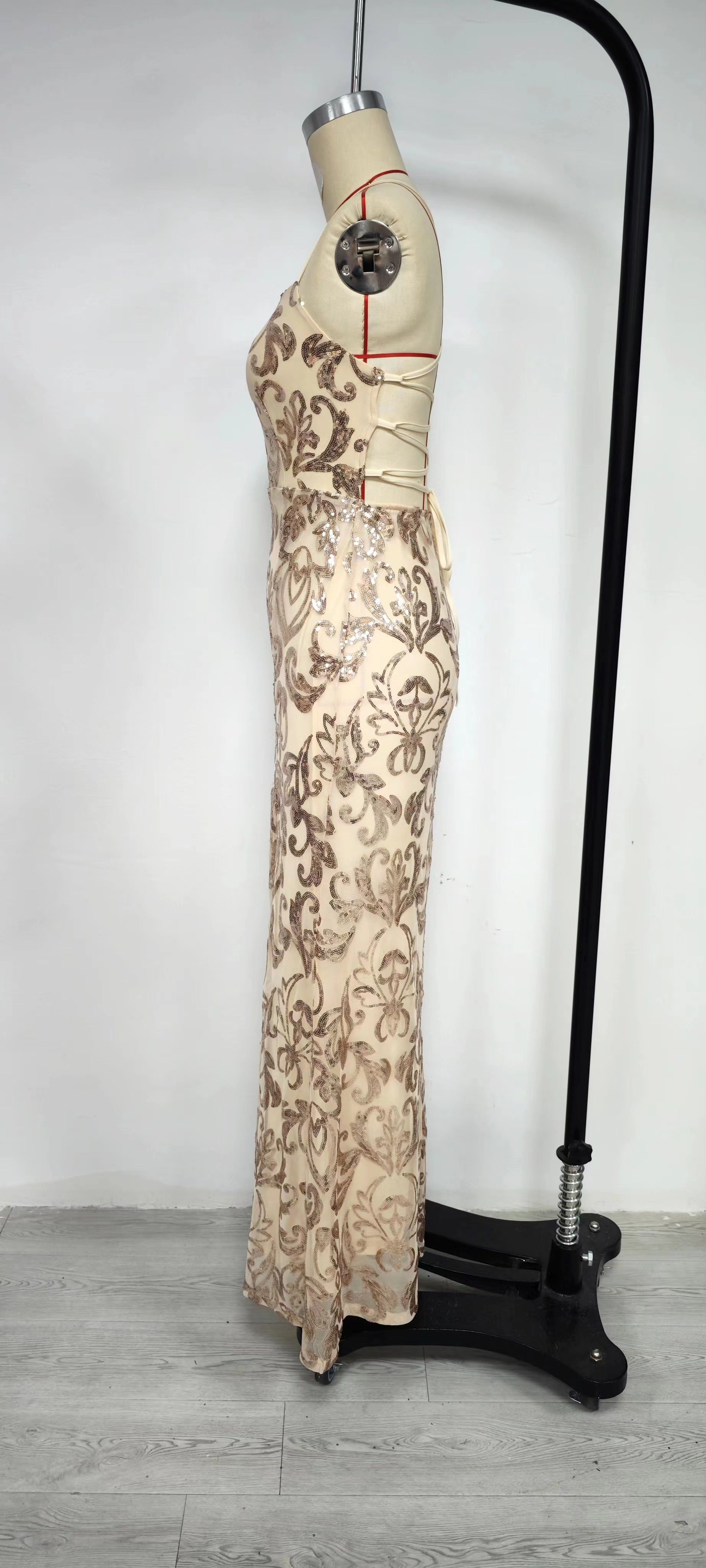 Women Sexy Off Shoulder Sequined Elegant Slit Formal Party Evening Dress 12