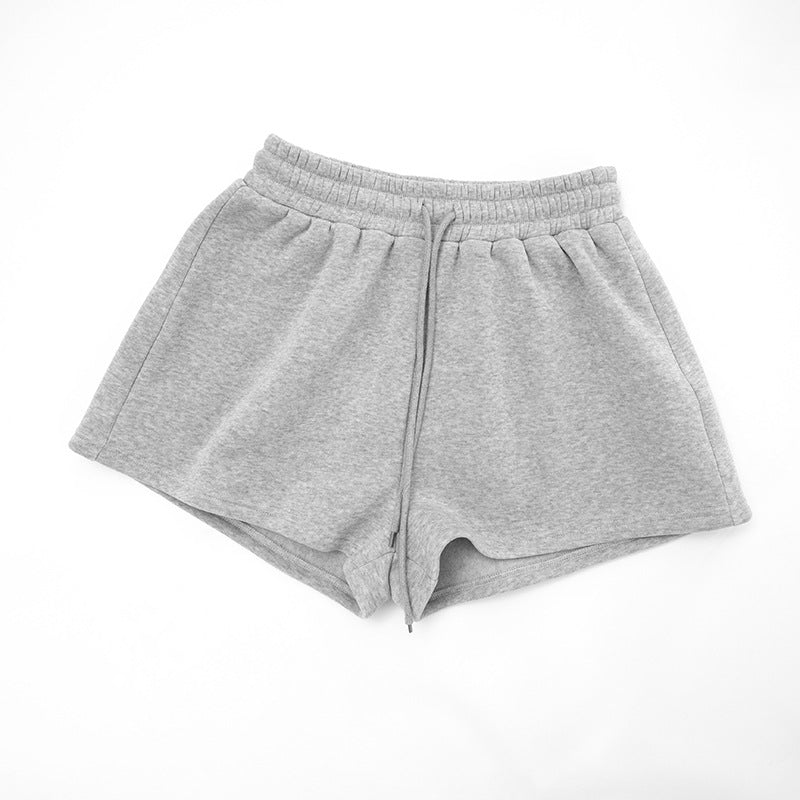 Women Fall/Winter Solid Casual Long-Sleeved Hoodies and Shorts Two-Piece Set 19