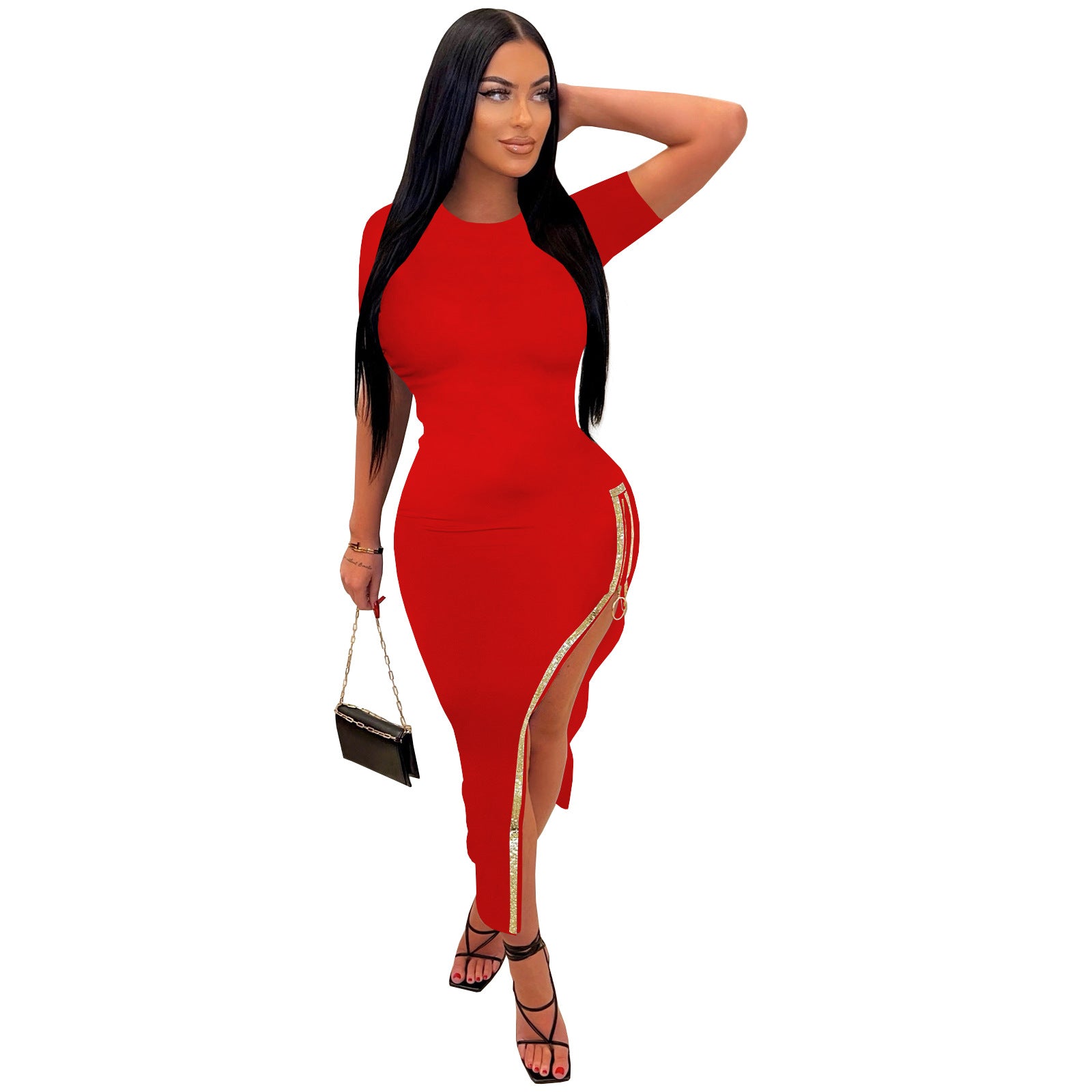 Women Side Zip Beaded Dress 7