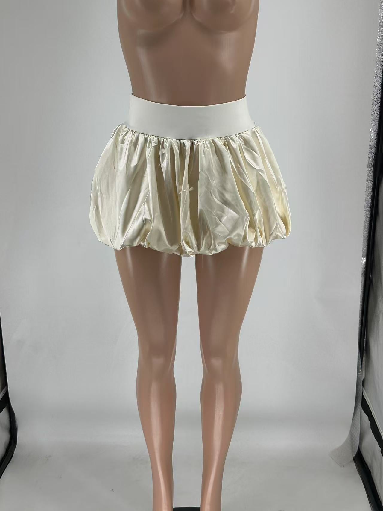 Women Glitter Mini Pleated Solid Bubble Skirt 11