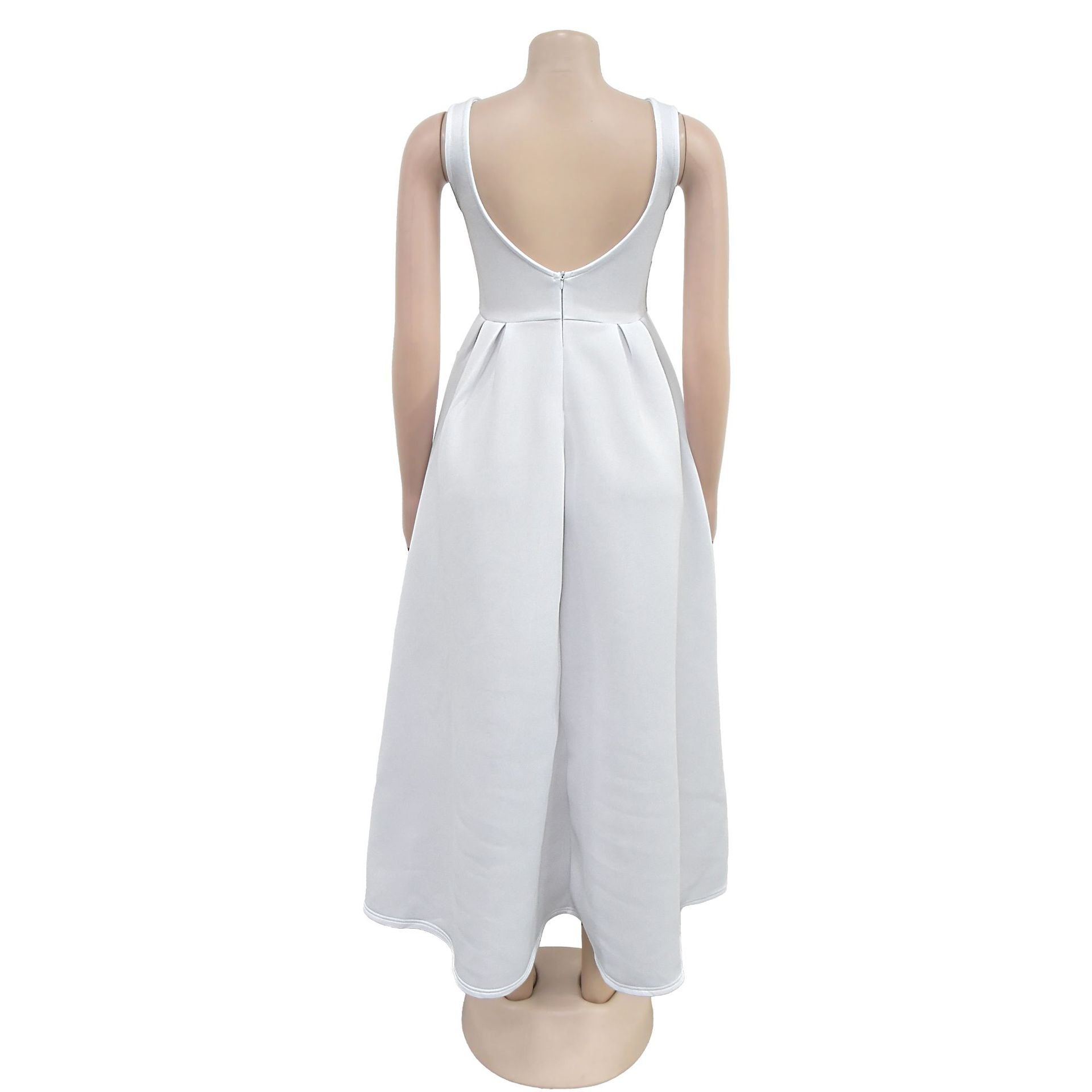 Fashionable women's Low Back retro sleeveless Backless A-line long dress 35