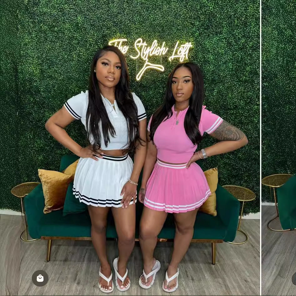 Summer Women's Knitting Two-Piece Skirt Set 4