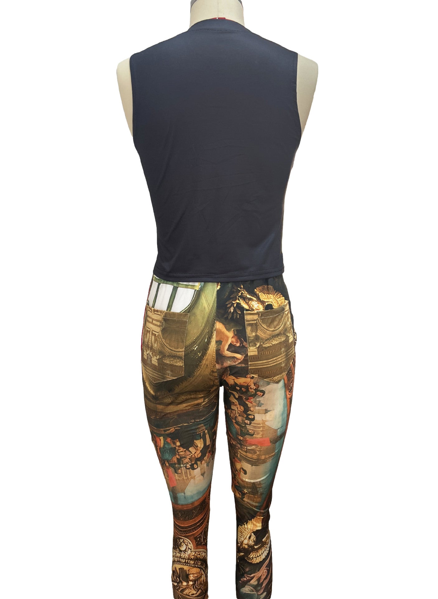 Fashion Print Sleeveless Slim Two Piece Set 7