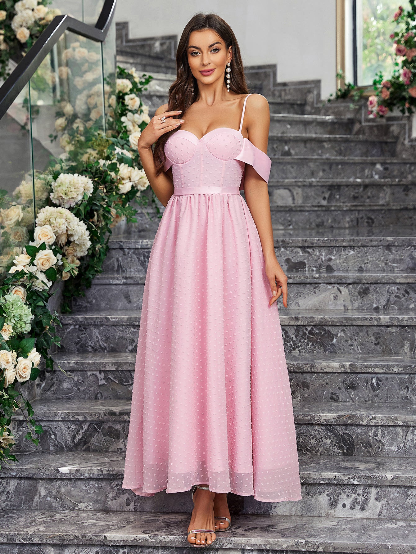 Spring Chic Elegant Strapless Solid Color Slim Low Back Long Women's Evening Dress 5