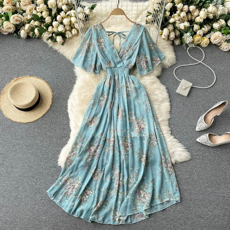 Women Summer Sexy V-Neck Beach Holidays Dress 37