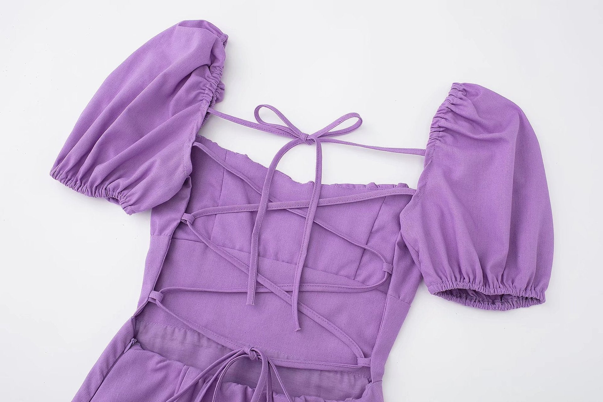 Women Square Neck Short Sleeve Dress 19