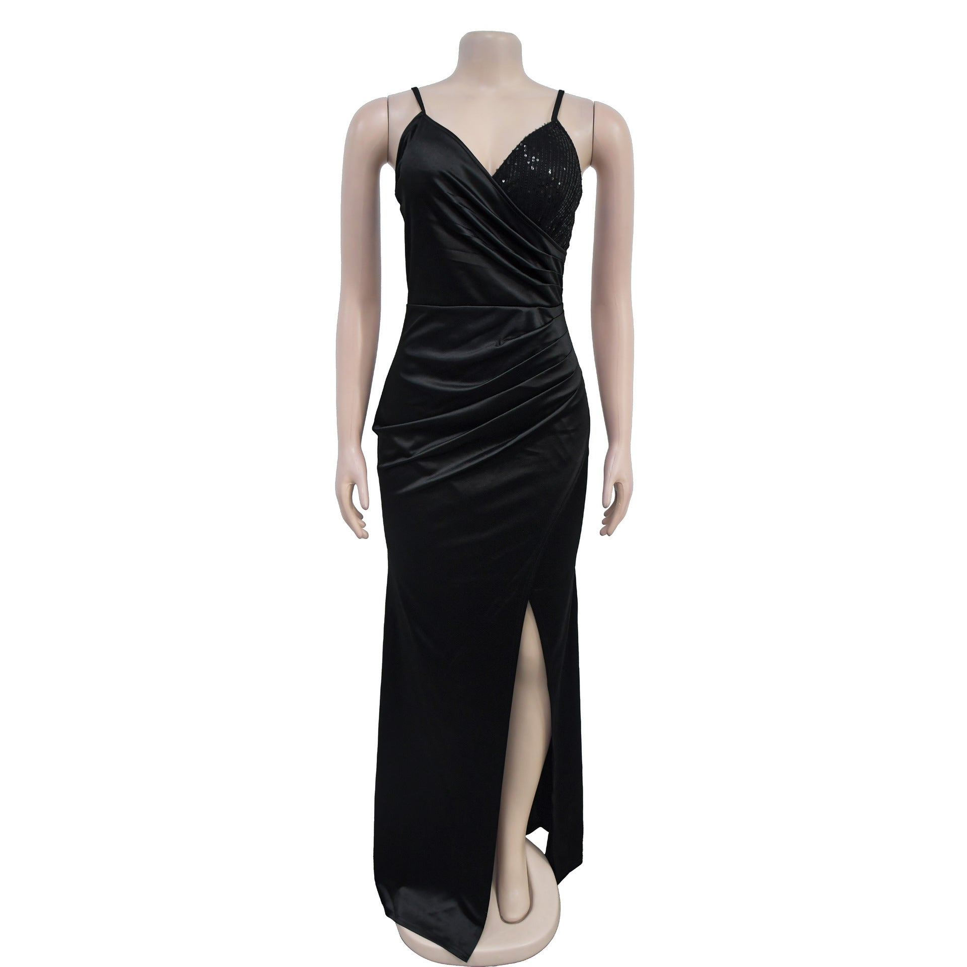 Fashion Women's Strap Slim Solid Color Long Evening Dress（customized,MOQ 6pcs/size/color,process time 7-10 days） 8