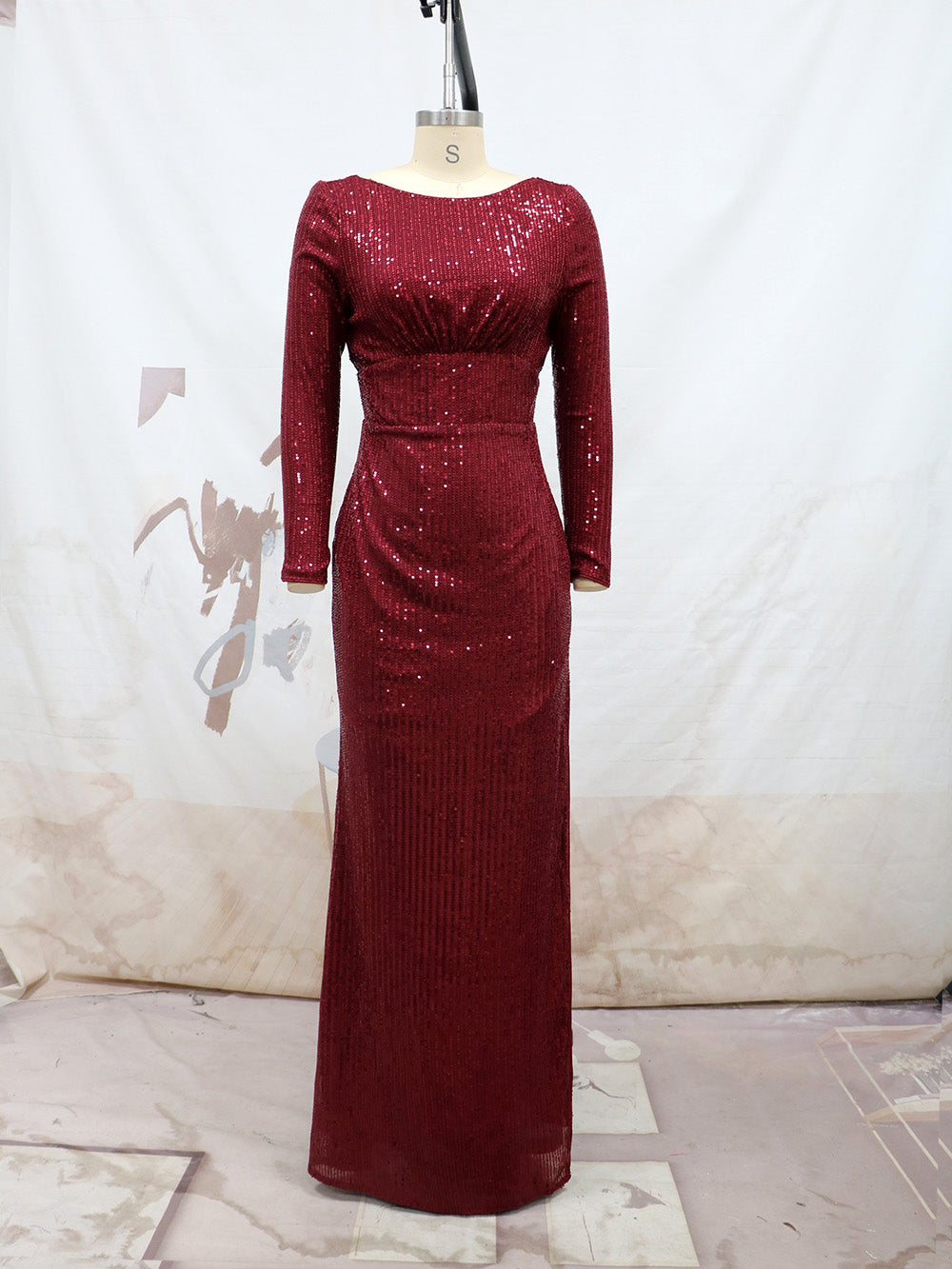 Plus Size Women's Round Neck Solid Color Long Dress 8