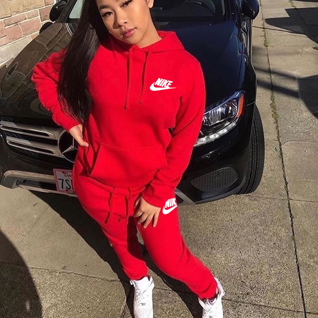 Women's Fashion Casual Embroidered Hooded Two-Piece Pants Set 7