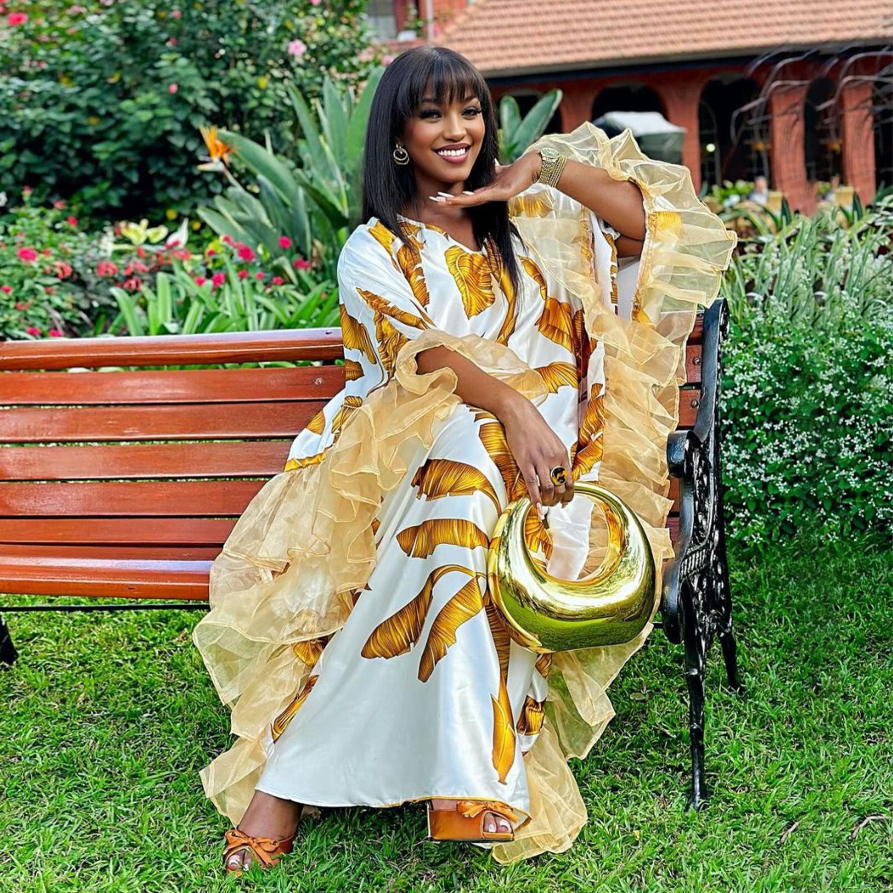 Women V-Neck Printed Loose Casual Dress 4