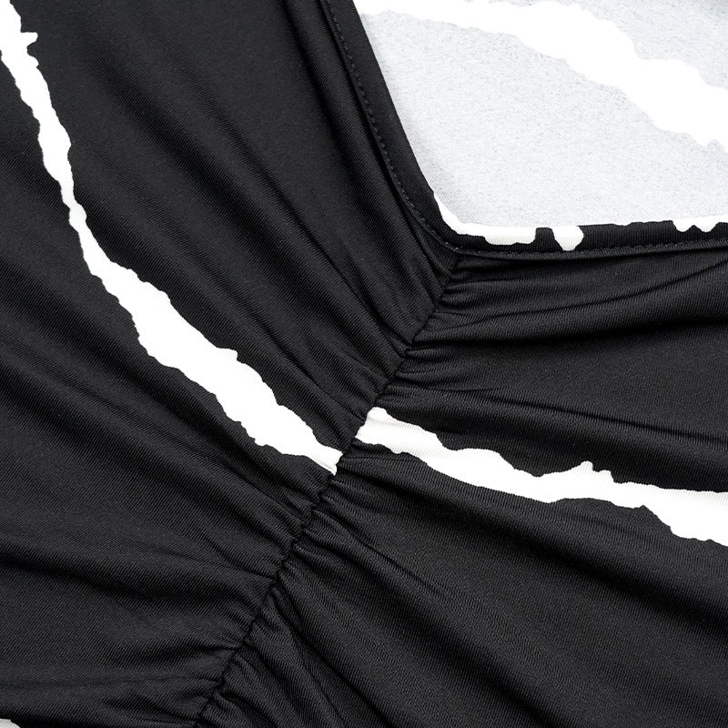 Summer Plus Size Women Stripe Print Sexy V-Neck Suspender Maxi Dress 11