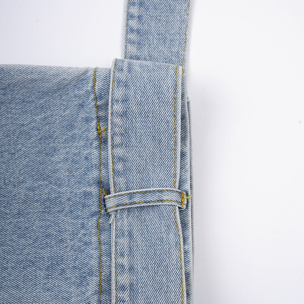 Women's Autumn Ruffle Contrast Color Patchwork Belt Turndown Collar Denim Jacket 22