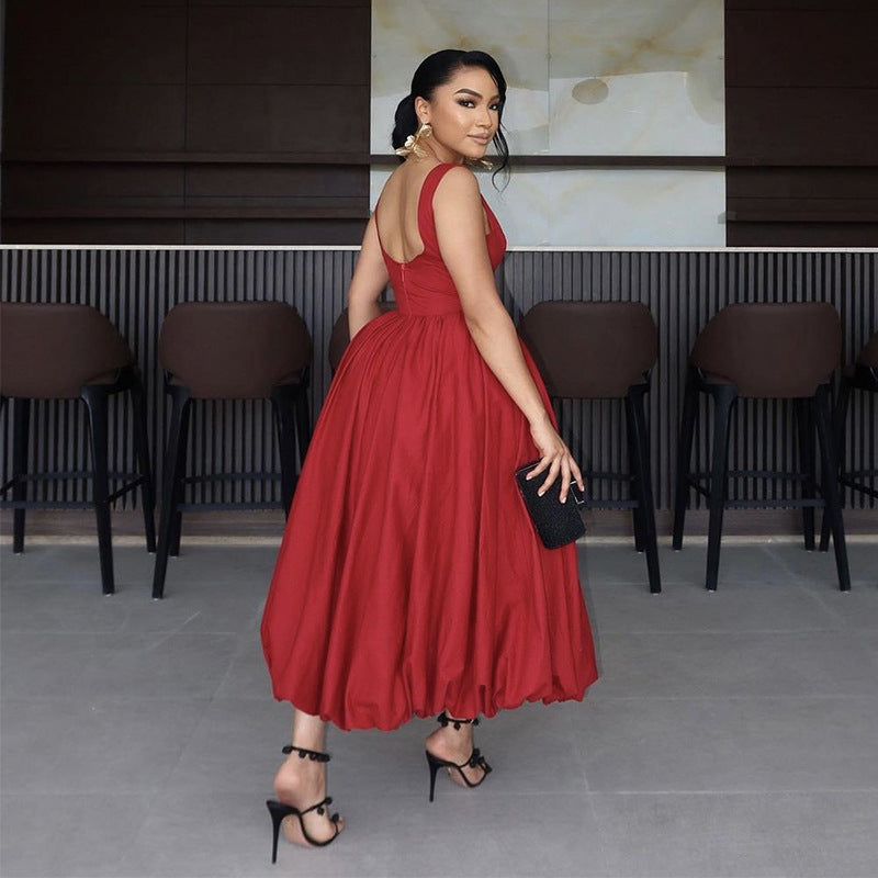 Women Elegant Sleeveless Solid Dress 5