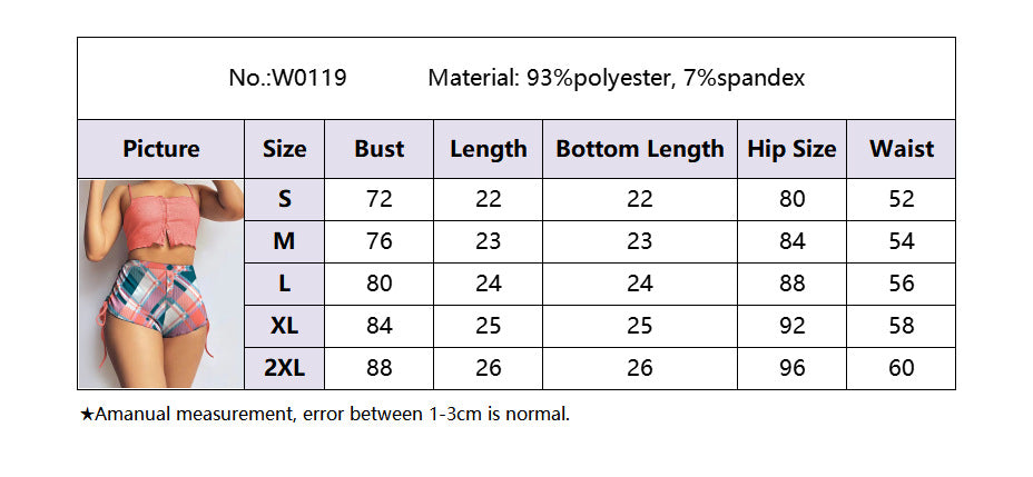 Strap Pajamas Button Printed Two Piece Shorts Set 15