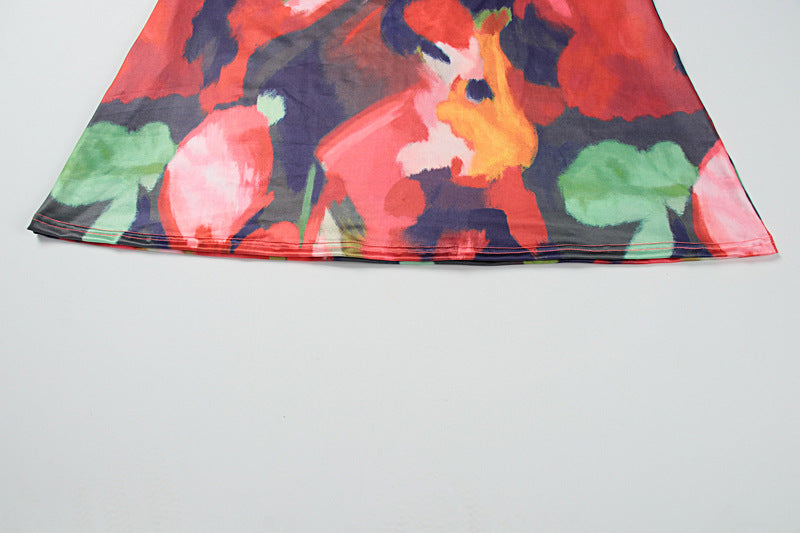 Women Summer Sexy V-Neck Printed Sleeveless Strap Dress 11