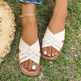 Women's Plus Size casual one strap flat slippers 4