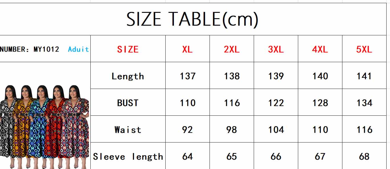 Plus Size Women Fall Long Sleeve Printed Casual Shirt Dress with Belt 16