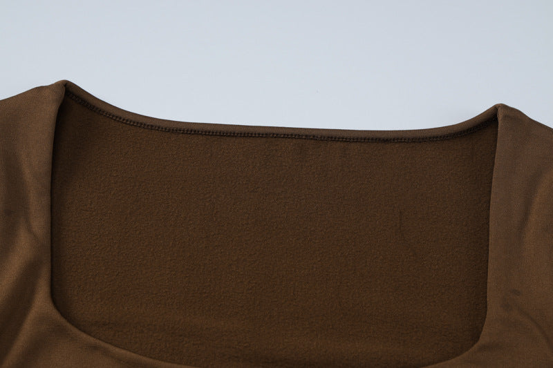 Women's Autumn Solid Color Long-Sleeved U-Neck Two-Piece Slim Fashion Pants Set For Women 14