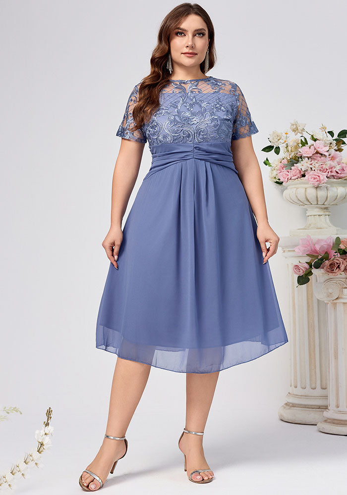 Plus Size Lace Chiffon Dress Elegant Women’s Gown