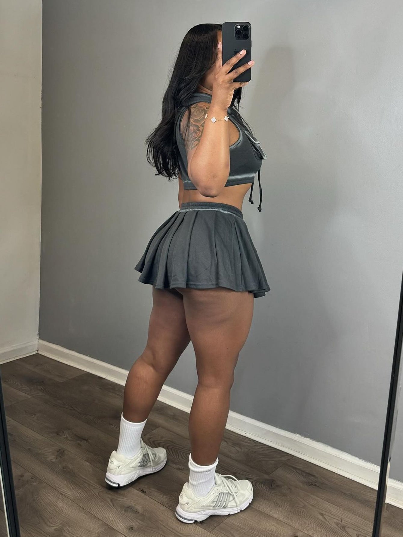 Women Summer Sexy Sports Casual Zipper Top and Lace Skirt Two-piece Set 5