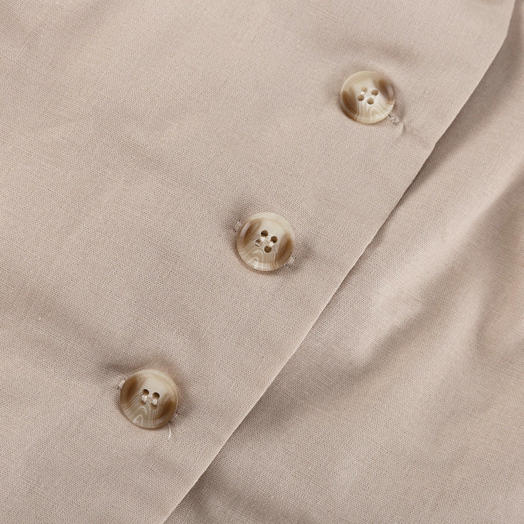 Women Career Sleeveless square neck tie vest vest wide leg pants two-piece set 9